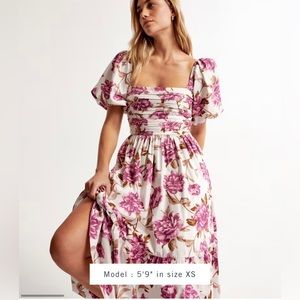 Abercrombie and fitch Emerson poplin puff sleeve midi dress